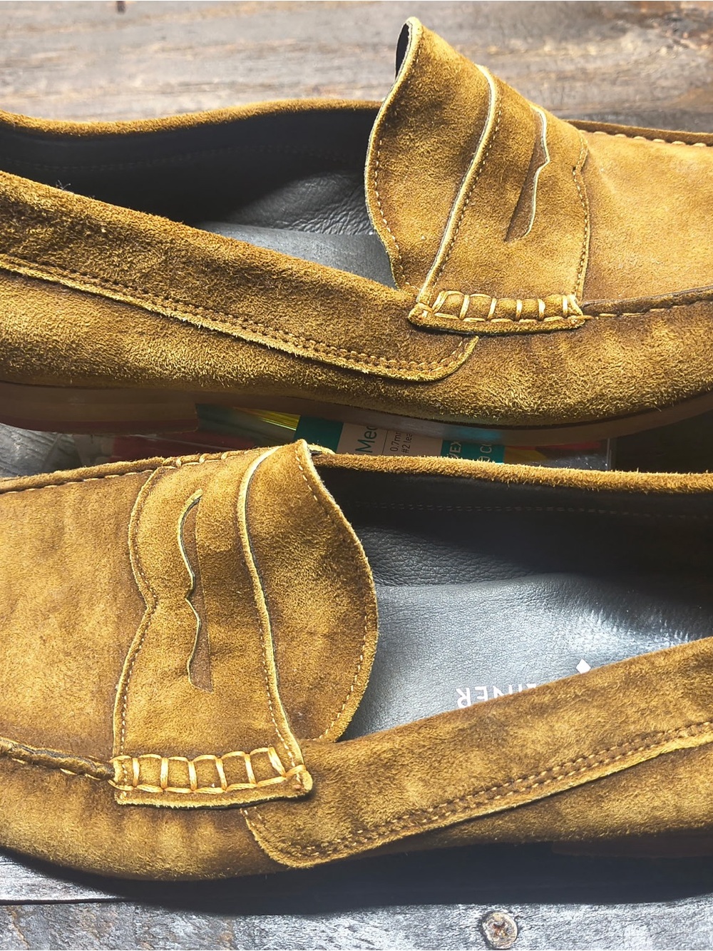 Donald J. Pliner Men's Suede Penny Loafers in Mustard Yellow